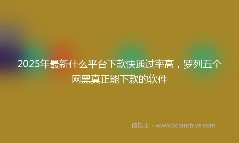 2025年最新什么平台下款快通过率高，罗列五个网黑真正能下款的软件