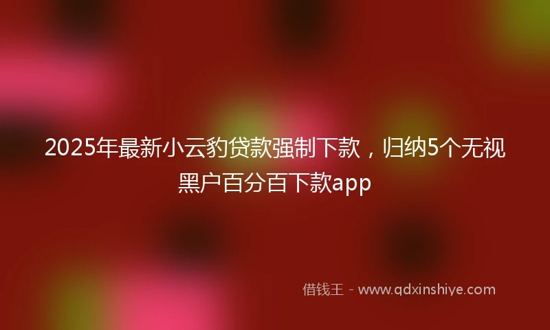 2025年最新小云豹贷款强制下款，归纳5个无视黑户百分百下款app