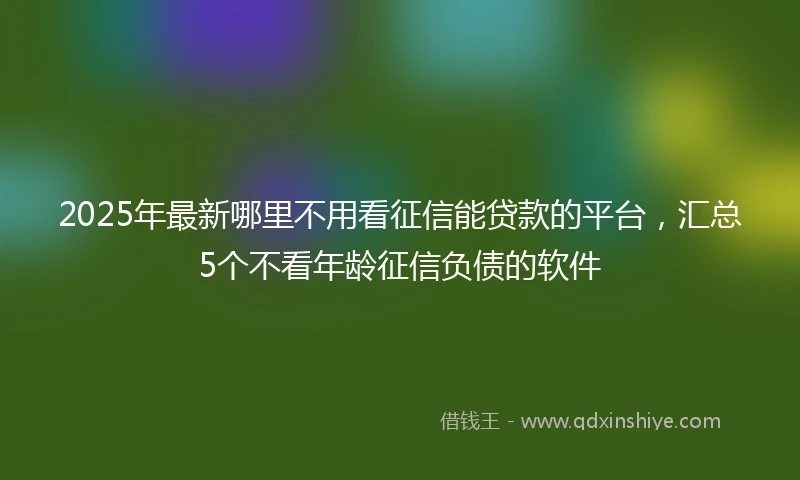 2025年最新哪里不用看征信能贷款的平台，汇总5个不看年龄征信负债的软件