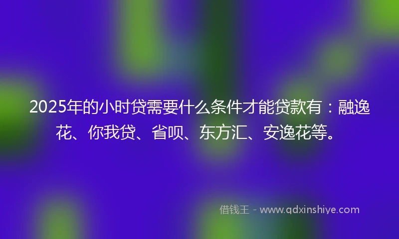 2025年的小时贷需要什么条件才能贷款有：融逸花、你我贷、省呗、东方汇、安逸花等。