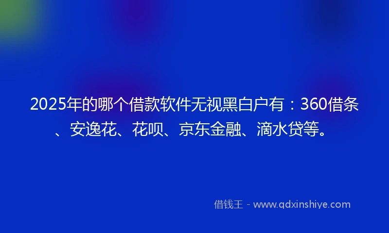2025年的哪个借款软件无视黑白户有：360借条、安逸花、花呗、京东金融、滴水贷等。
