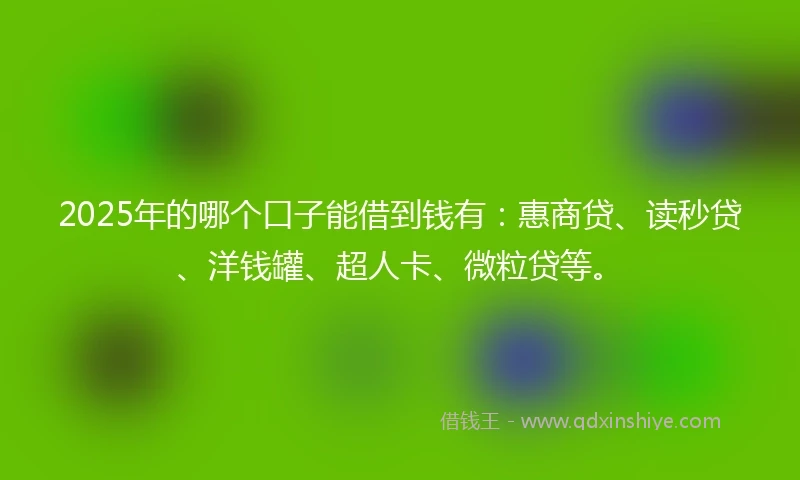 2025年的哪个口子能借到钱有：惠商贷、读秒贷、洋钱罐、超人卡、微粒贷等。
