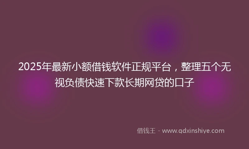 2025年最新小额借钱软件正规平台，整理五个无视负债快速下款长期网贷的口子