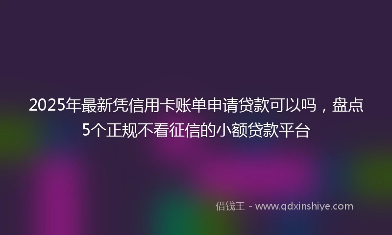 2025年最新凭信用卡账单申请贷款可以吗，盘点5个正规不看征信的小额贷款平台