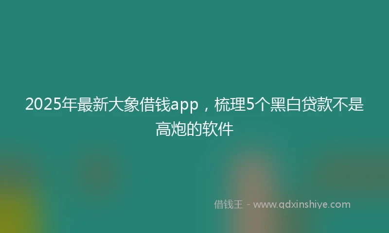 2025年最新大象借钱app，梳理5个黑白贷款不是高炮的软件
