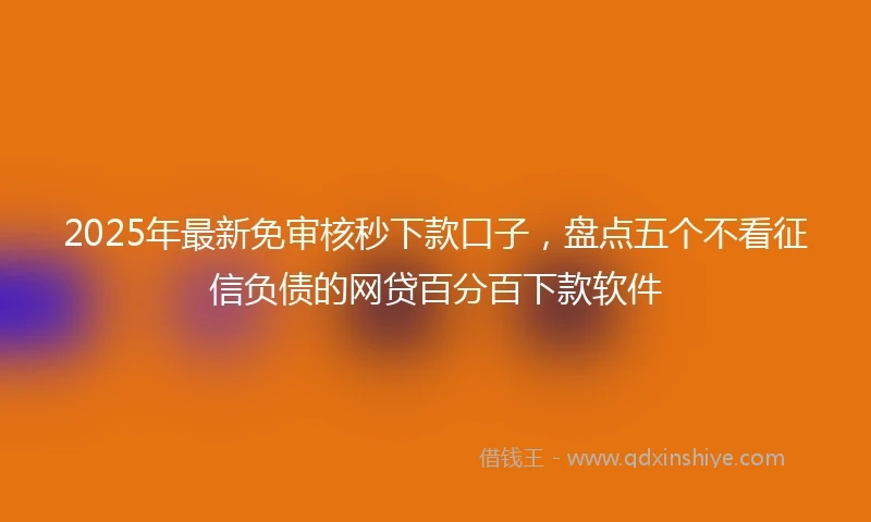 2025年最新免审核秒下款口子，盘点五个不看征信负债的网贷百分百下款软件