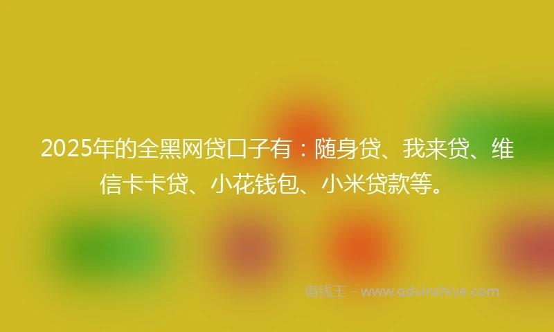 2025年的全黑网贷口子有：随身贷、我来贷、维信卡卡贷、小花钱包、小米贷款等。