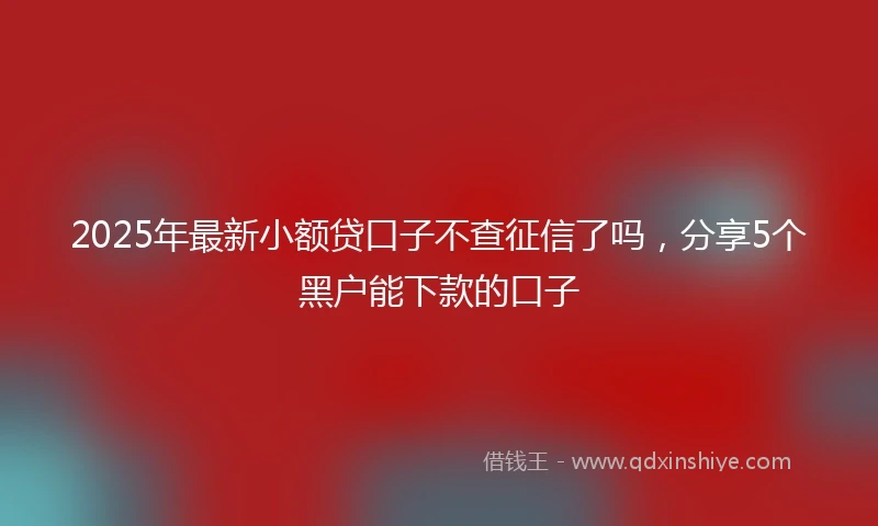 2025年最新小额贷口子不查征信了吗，分享5个黑户能下款的口子