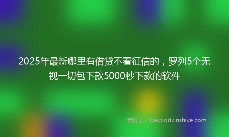 2025年最新哪里有借贷不看征信的，罗列5个无视一切包下款5000秒下款的软件