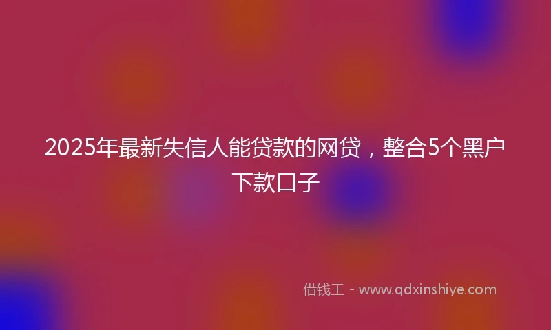 2025年最新失信人能贷款的网贷，整合5个黑户下款口子