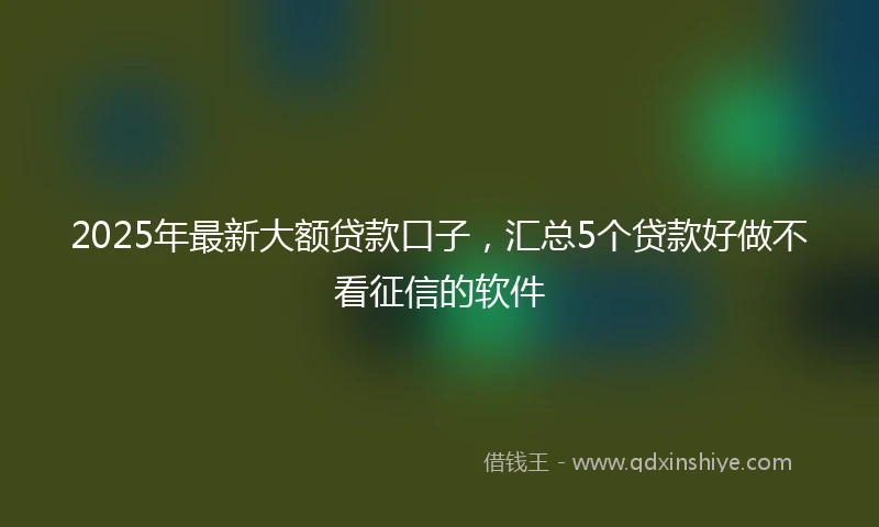 2025年最新大额贷款口子，汇总5个贷款好做不看征信的软件