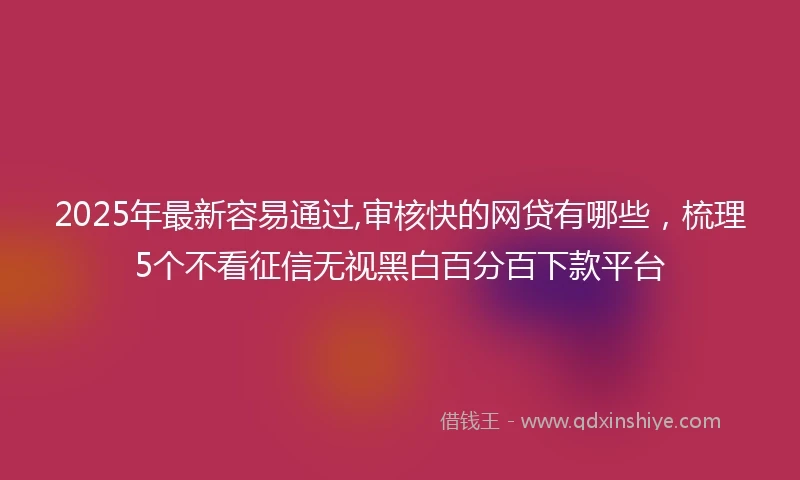 2025年最新容易通过,审核快的网贷有哪些，梳理5个不看征信无视黑白百分百下款平台