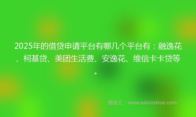 2025年的借贷申请平台有哪几个平台有：融逸花、柯基贷、美团生活费、安逸花、维信卡卡贷等。