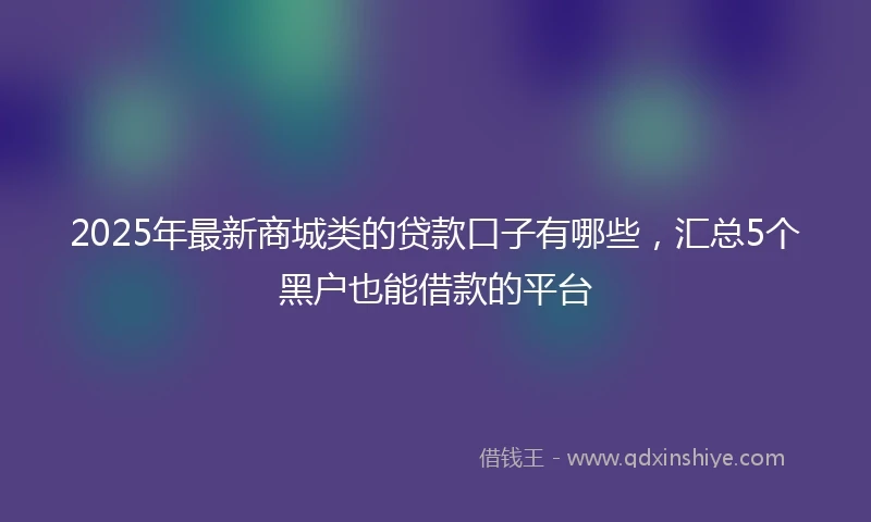 2025年最新商城类的贷款口子有哪些，汇总5个黑户也能借款的平台