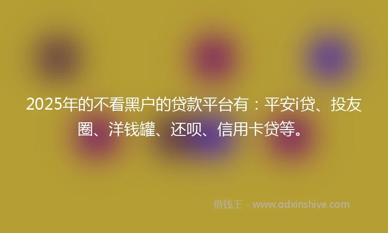 2025年的不看黑户的贷款平台有：平安i贷、投友圈、洋钱罐、还呗、信用卡贷等。