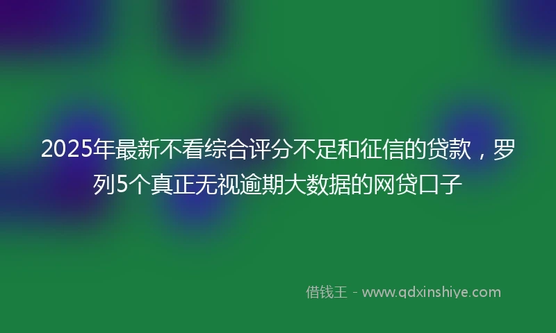 2025年最新不看综合评分不足和征信的贷款，罗列5个真正无视逾期大数据的网贷口子