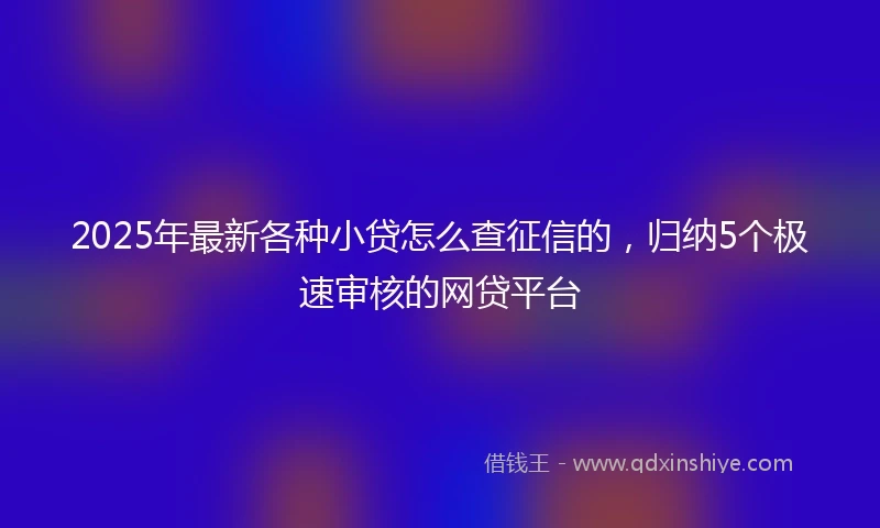 2025年最新各种小贷怎么查征信的，归纳5个极速审核的网贷平台