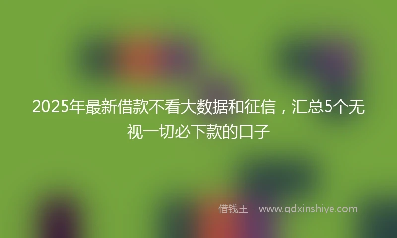 2025年最新借款不看大数据和征信，汇总5个无视一切必下款的口子