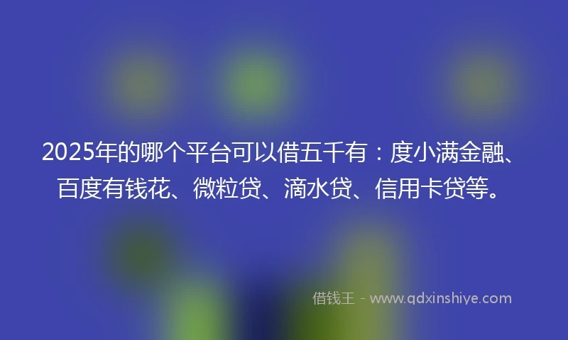 2025年的哪个平台可以借五千有：度小满金融、百度有钱花、微粒贷、滴水贷、信用卡贷等。