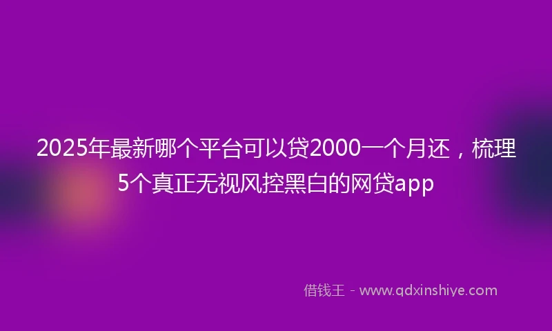 2025年最新哪个平台可以贷2000一个月还，梳理5个真正无视风控黑白的网贷app