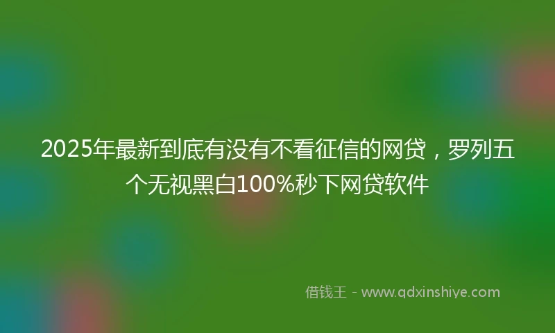 2025年最新到底有没有不看征信的网贷，罗列五个无视黑白100%秒下网贷软件
