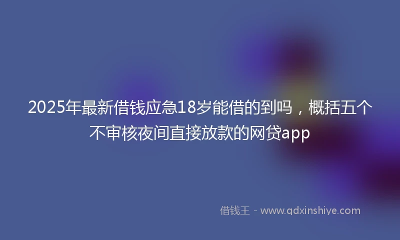 2025年最新借钱应急18岁能借的到吗，概括五个不审核夜间直接放款的网贷app
