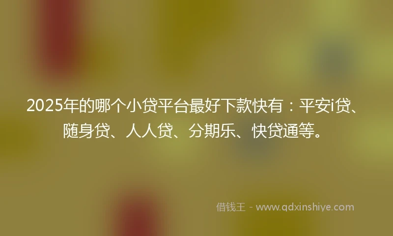 2025年的哪个小贷平台最好下款快有：平安i贷、随身贷、人人贷、分期乐、快贷通等。