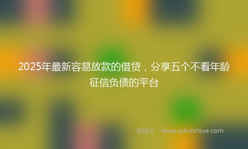2025年最新容易放款的借贷，分享五个不看年龄征信负债的平台
