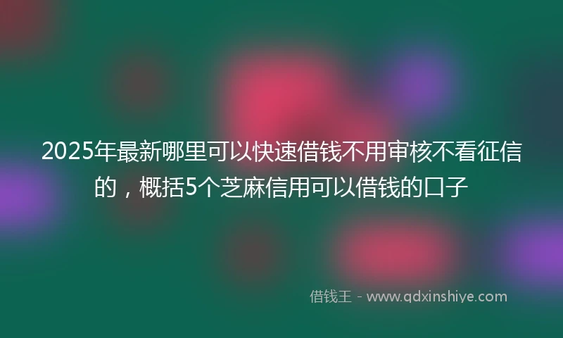 2025年最新哪里可以快速借钱不用审核不看征信的，概括5个芝麻信用可以借钱的口子