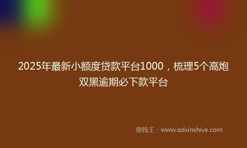 2025年最新小额度贷款平台1000，梳理5个高炮双黑逾期必下款平台