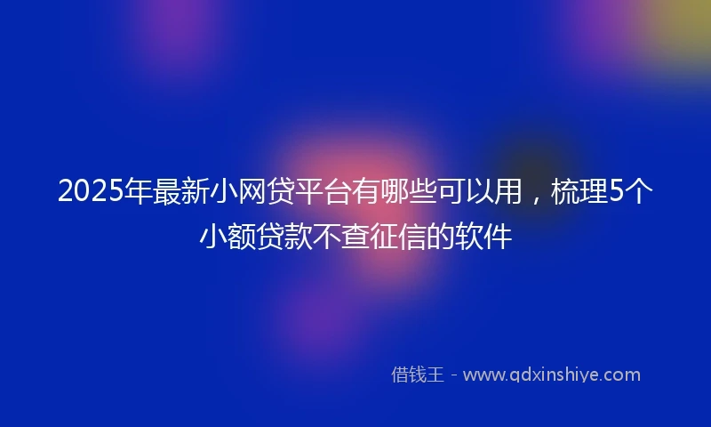 2025年最新小网贷平台有哪些可以用，梳理5个小额贷款不查征信的软件