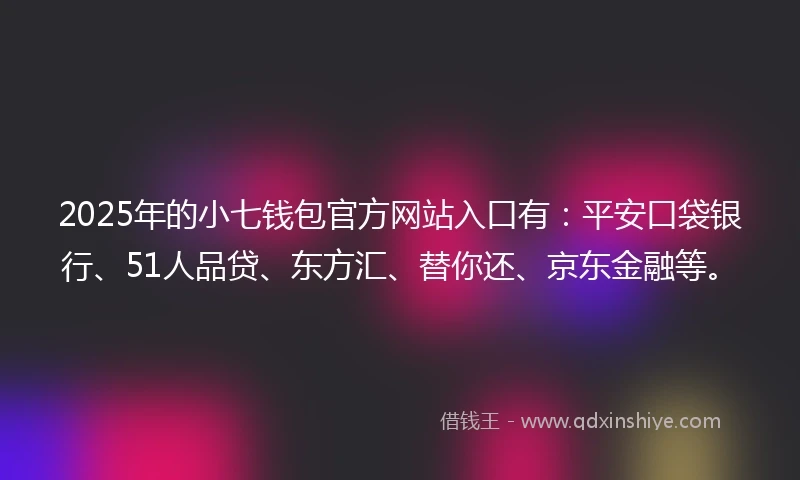 2025年的小七钱包官方网站入口有：平安口袋银行、51人品贷、东方汇、替你还、京东金融等。