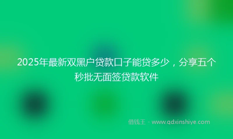 2025年最新双黑户贷款口子能贷多少，分享五个秒批无面签贷款软件