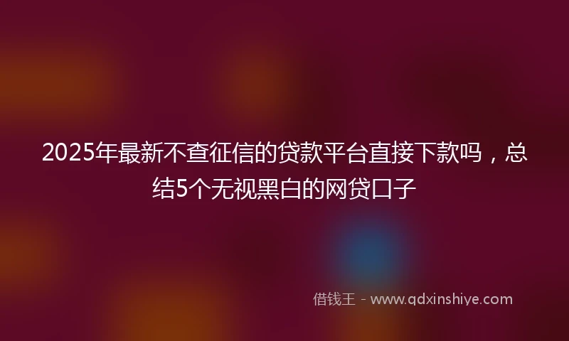 2025年最新不查征信的贷款平台直接下款吗，总结5个无视黑白的网贷口子