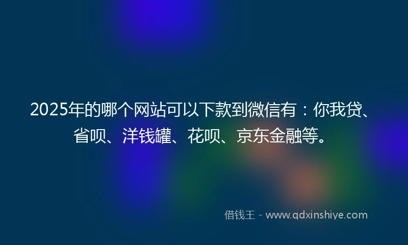 2025年的哪个网站可以下款到微信有：你我贷、省呗、洋钱罐、花呗、京东金融等。