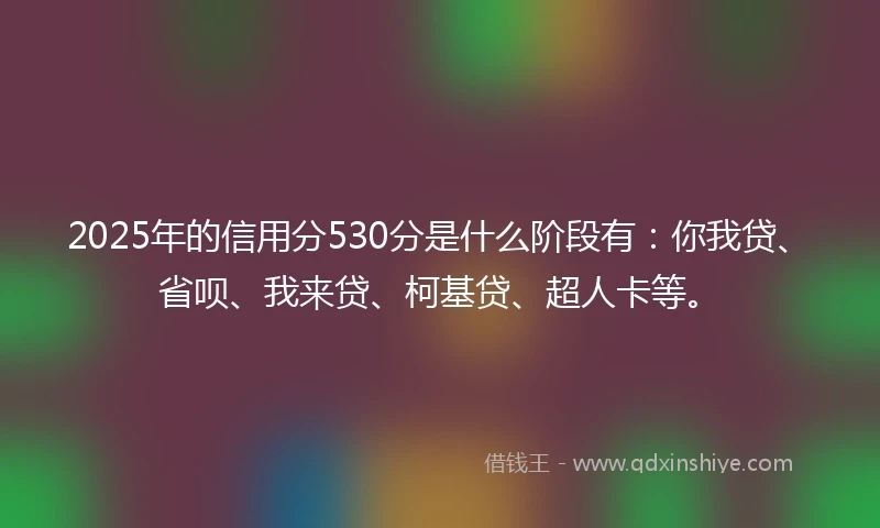 2025年的信用分530分是什么阶段有：你我贷、省呗、我来贷、柯基贷、超人卡等。