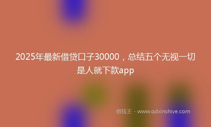 2025年最新借贷口子30000，总结五个无视一切是人就下款app