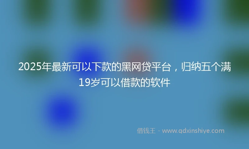 2025年最新可以下款的黑网贷平台，归纳五个满19岁可以借款的软件