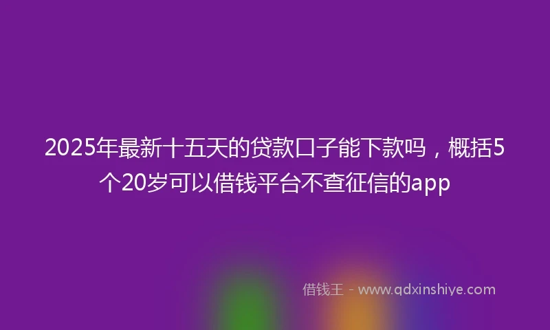 2025年最新十五天的贷款口子能下款吗，概括5个20岁可以借钱平台不查征信的app