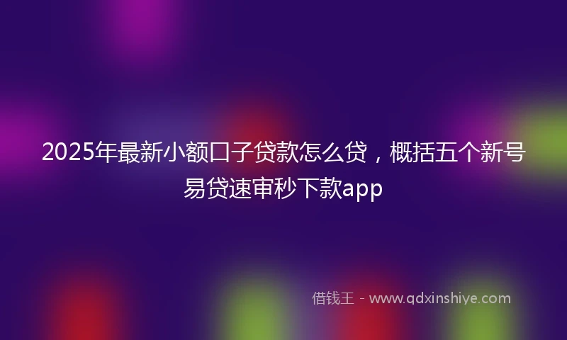2025年最新小额口子贷款怎么贷，概括五个新号易贷速审秒下款app