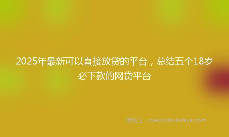 2025年最新可以直接放贷的平台，总结五个18岁必下款的网贷平台