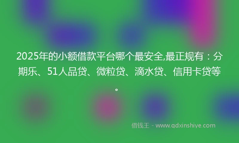 2025年的小额借款平台哪个最安全,最正规有：分期乐、51人品贷、微粒贷、滴水贷、信用卡贷等。