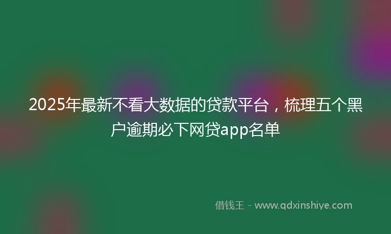2025年最新不看大数据的贷款平台，梳理五个黑户逾期必下网贷app名单