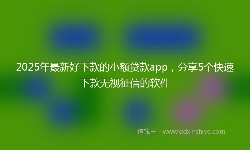 2025年最新好下款的小额贷款app，分享5个快速下款无视征信的软件