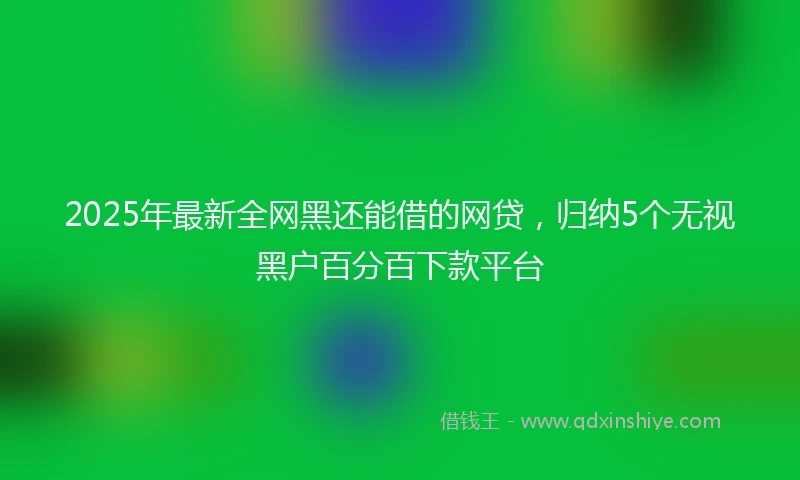 2025年最新全网黑还能借的网贷，归纳5个无视黑户百分百下款平台