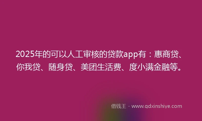 2025年的可以人工审核的贷款app有：惠商贷、你我贷、随身贷、美团生活费、度小满金融等。