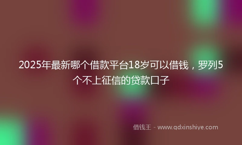 2025年最新哪个借款平台18岁可以借钱，罗列5个不上征信的贷款口子