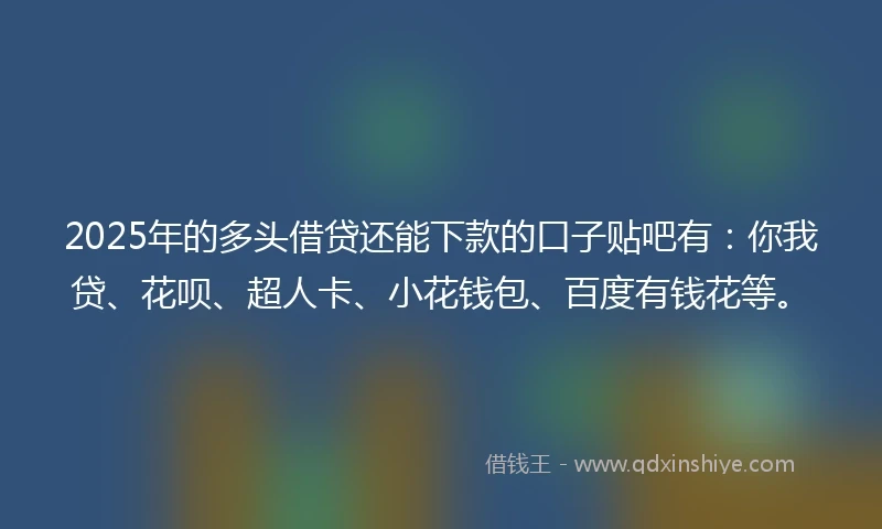 2025年的多头借贷还能下款的口子贴吧有：你我贷、花呗、超人卡、小花钱包、百度有钱花等。