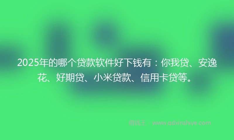 2025年的哪个贷款软件好下钱有：你我贷、安逸花、好期贷、小米贷款、信用卡贷等。