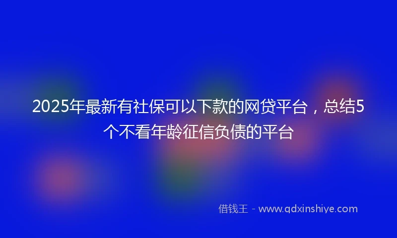 2025年最新有社保可以下款的网贷平台，总结5个不看年龄征信负债的平台